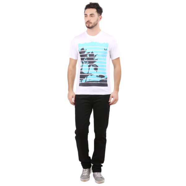 Vakum Men White Round Neck Printed T Shirt