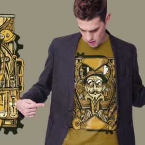 Vakum Men Golden Yellow Round Neck Printed T Shirt