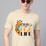 Vakum Men Cream Round Neck Printed T Shirt