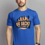 Vakum Royal Blue Round Neck Evaluation Printed T Shirt