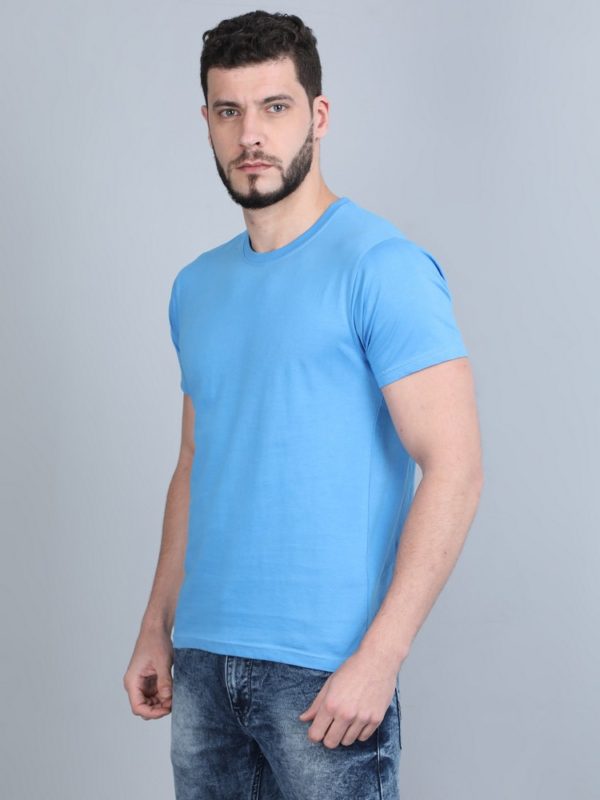 Vakum Round Neck Indian Blue T Shirt